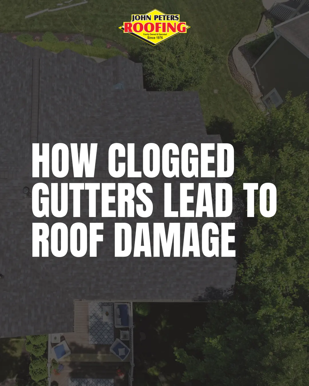 Graphic reading “How Clogged Gutters Lead to Roof Damage”