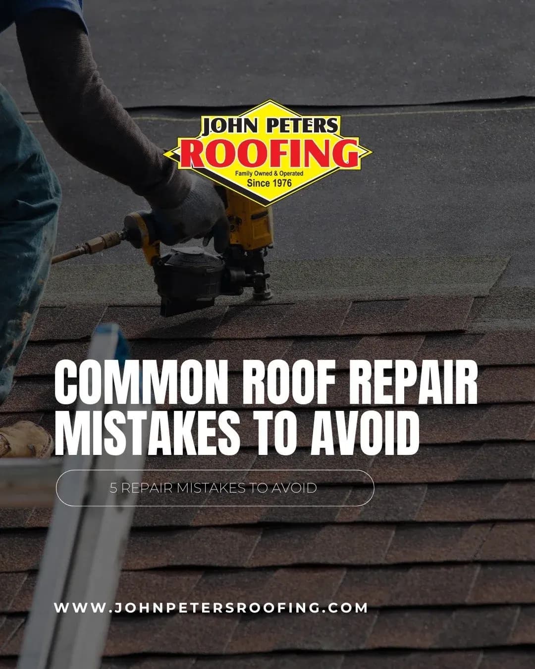 Graphic reading “Common Roof Repair Mistakes to Avoid”
