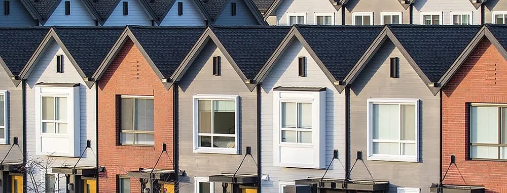 Rooflines of an apartment complex